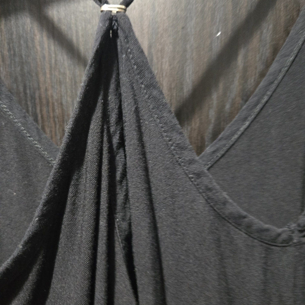 Black Romper Cropped Strappy Keyhole Back Size Xs - Picture 5 of 5